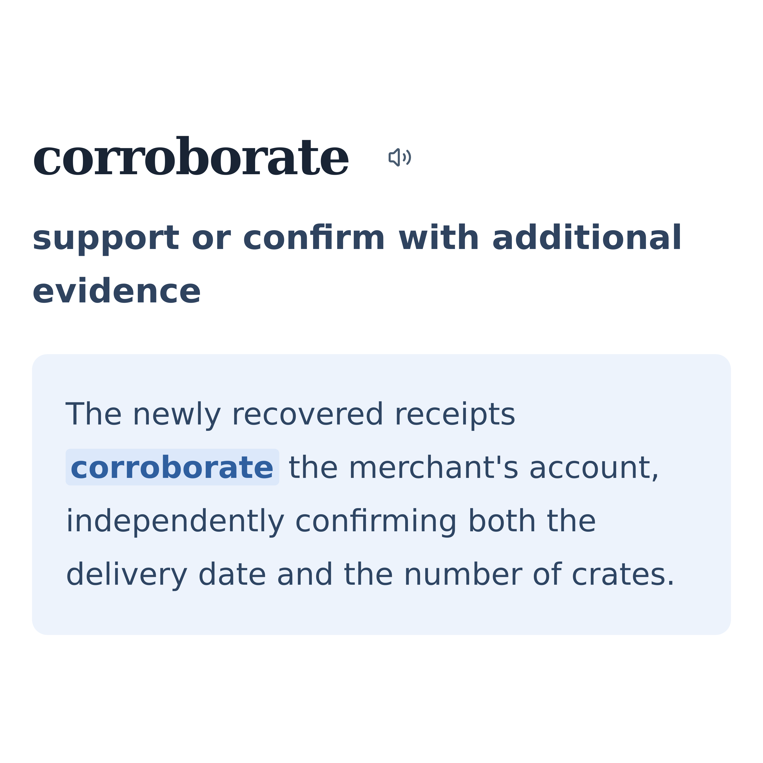 A word, its definition, and an example sentence in Wordy